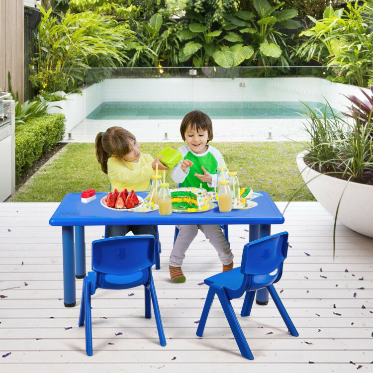 4-pack Kids Plastic Stackable Classroom Chairs-Blue - Gallery View 4 of 12