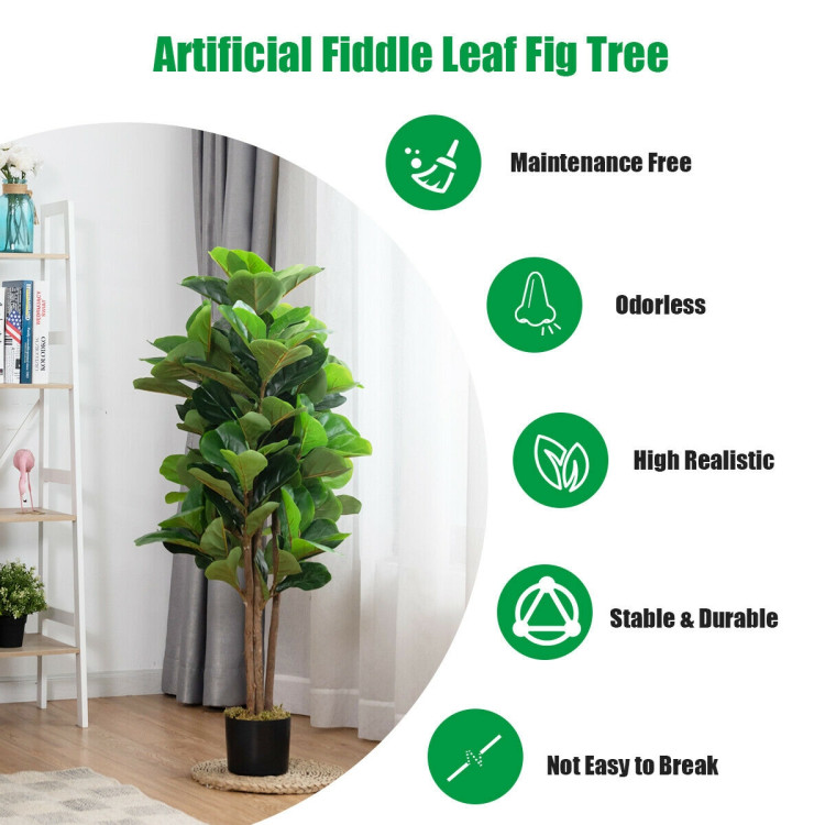 4 Feet Artificial Fiddle Leaf Fig Tree Decorative PlanterCostway Gallery View 3 of 9