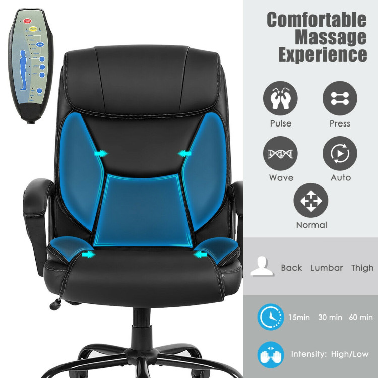 Massage Executive Office Chair with 6 Vibrating Points-BlackCostway Gallery View 3 of 10