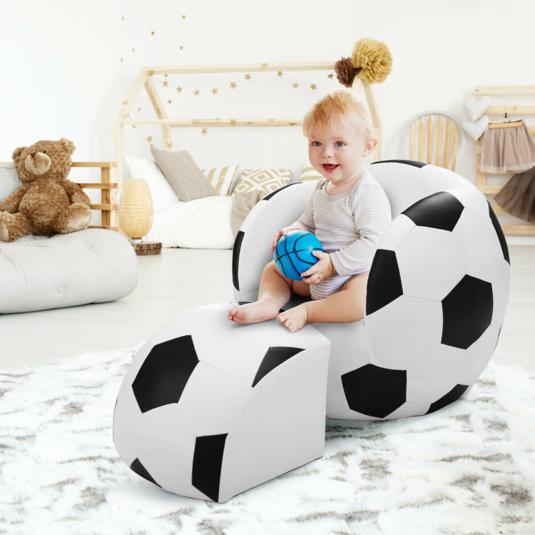 Football Shaped Kids Sofa Couch with OttomanCostway Gallery View 4 of 12