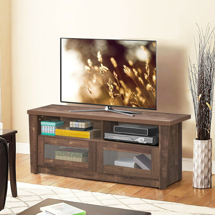Wooden TV Stand with 2 Open Shelves and 2 Door CabinetsCostway Gallery View 8 of 12
