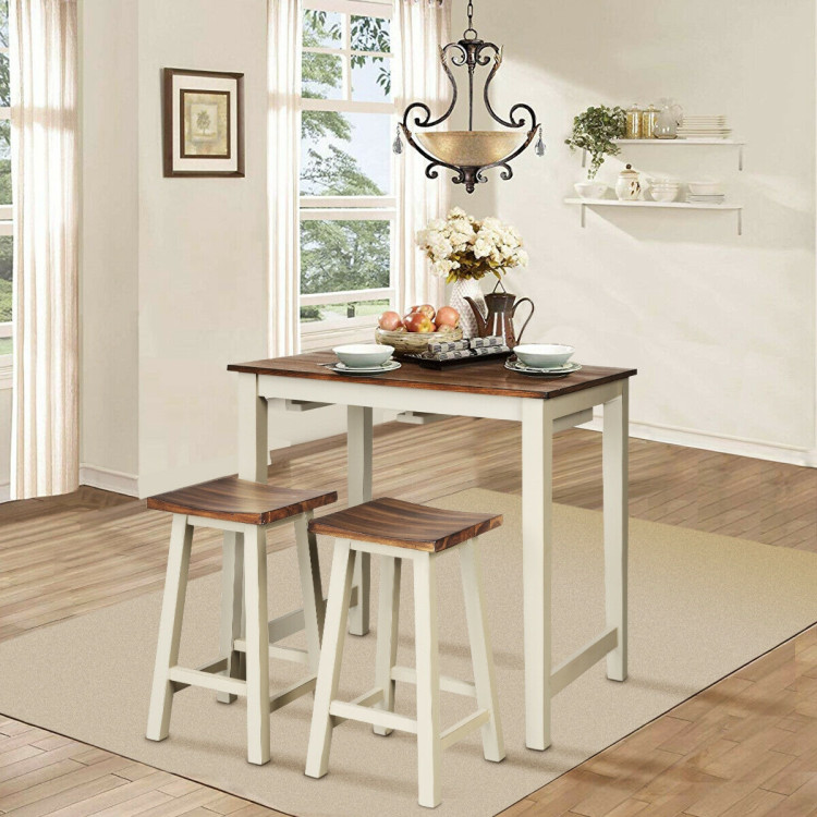 Counter Height Pub Table with 2 Saddle Bar StoolsCostway Gallery View 4 of 12