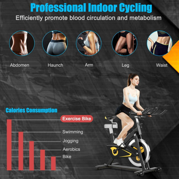 Magnetic Exercise Bike Fixed Belt Drive Indoor BicycleCostway Gallery View 8 of 12
