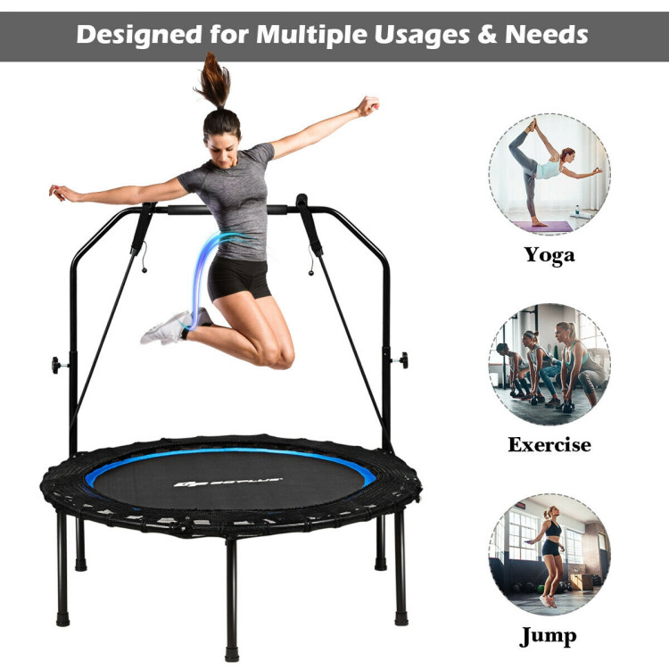 40 Inch Foldable Fitness Rebounder with Resistance Bands Adjustable Home-BlueCostway Gallery View 6 of 9