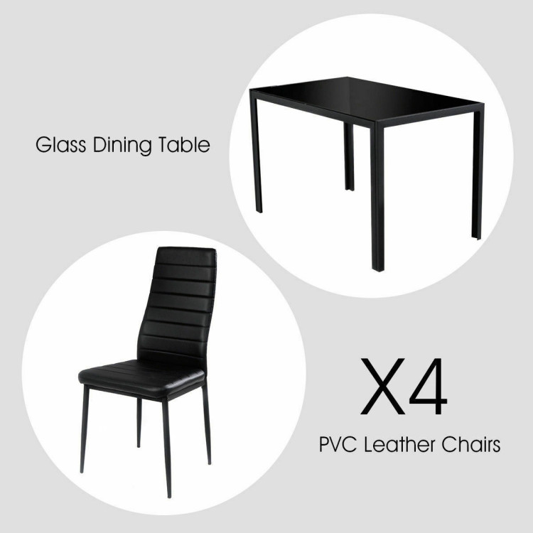 5 Pieces Metal Frame and Glass Tabletop Dining SetCostway Gallery View 8 of 8