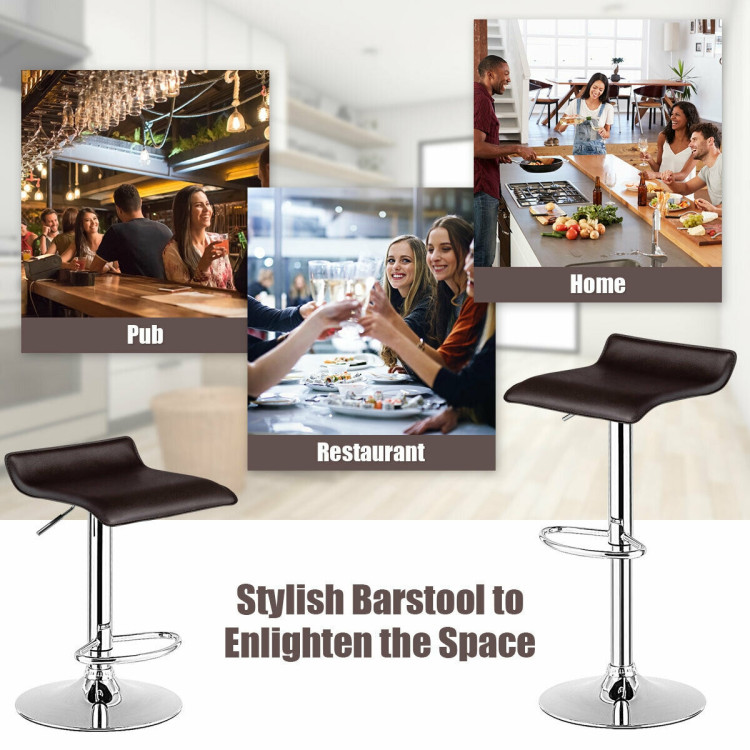 Set of 2 Adjustable PU Leather Backless Bar Stools-CoffeeCostway Gallery View 10 of 12