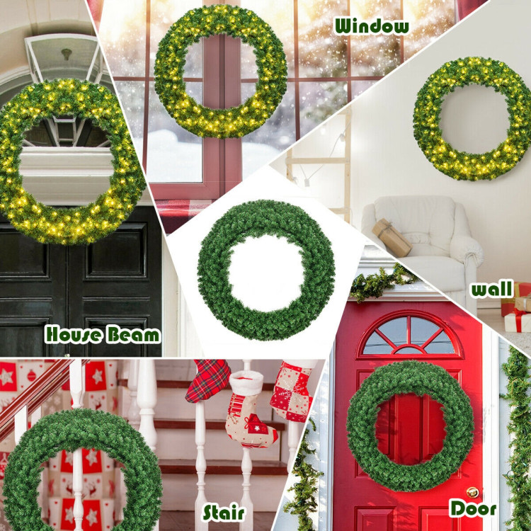 48 Inch Pre-lit Cordless Artificial Christmas WreathCostway Gallery View 3 of 10