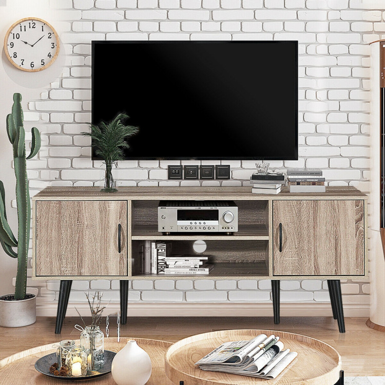 Wooden TV Stand for TVs up to 65 Inch with 2 Storage CabinetsCostway Gallery View 8 of 12