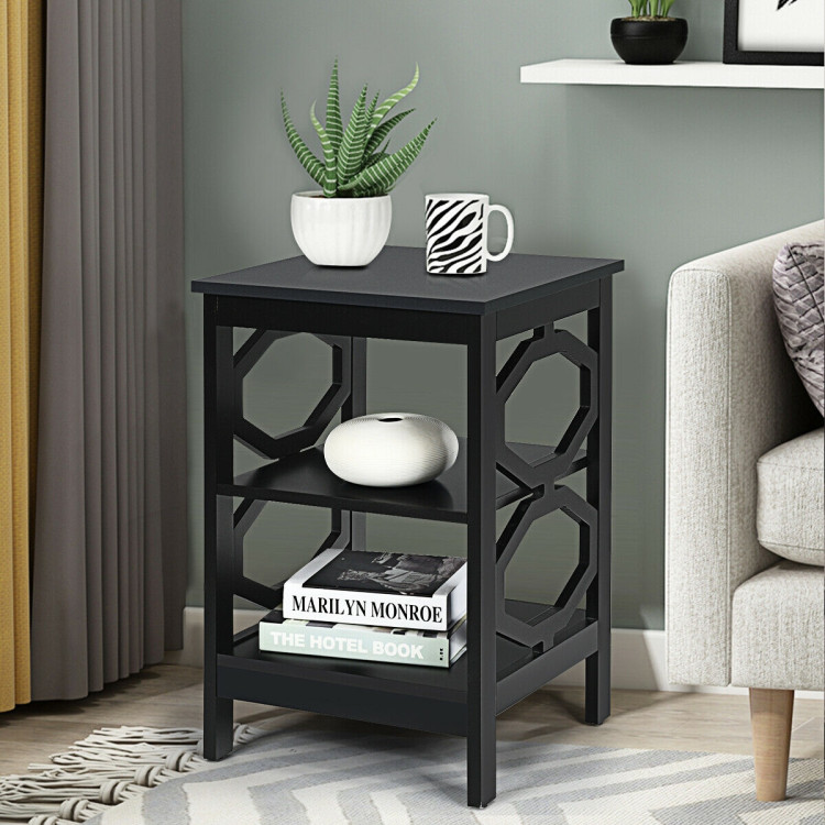 3-tier Nightstand Sofa Side End Accent Table-BlackCostway Gallery View 1 of 12