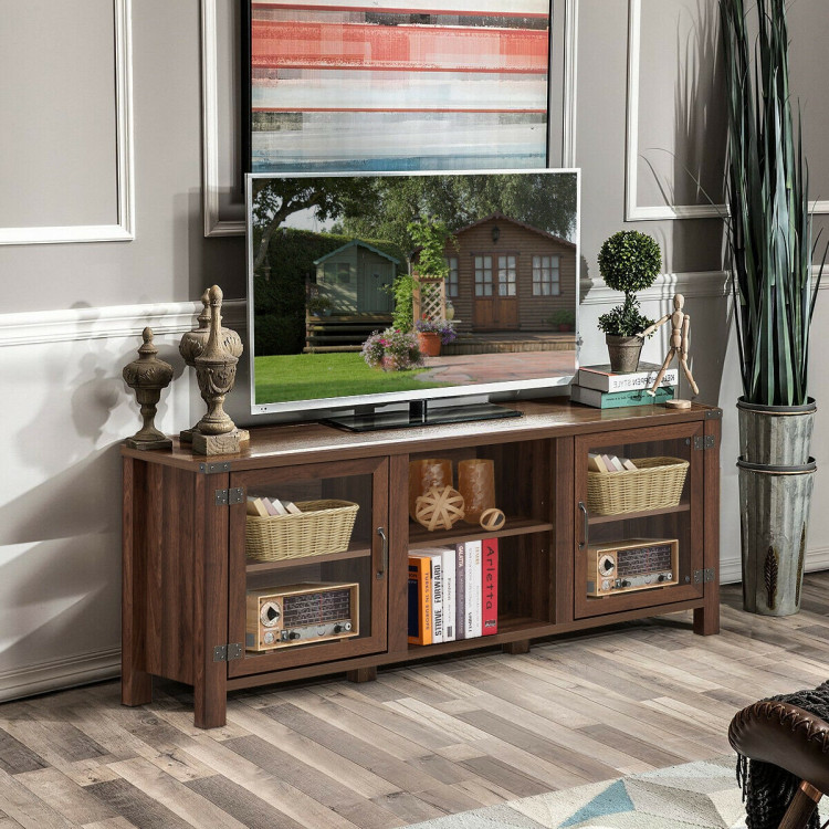 TV Stand Entertainment Center for TVs up to 65 Inch with Storage Cabinets-WalnutCostway Gallery View 6 of 12