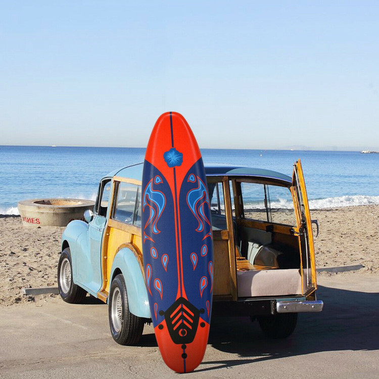 6 Feet Surfboard with 3 Detachable Fins-RedCostway Gallery View 8 of 12