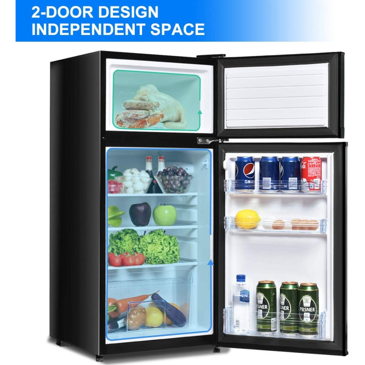 2 Doors Cold-rolled Sheet Compact Refrigerator-BlackCostway Gallery View 7 of 8