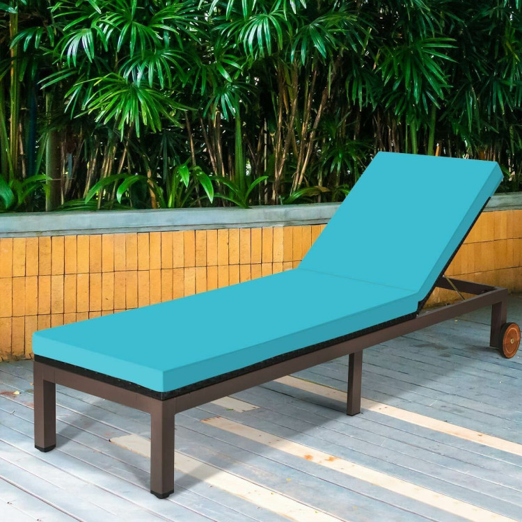 Patio Chaise Lounge Chair Outdoor Rattan Lounger Recliner Chair-TurquoiseCostway Gallery View 7 of 12