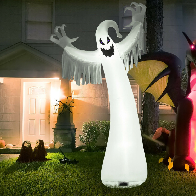 12 Feet Halloween Inflatable Spooky Ghost with Blower and LED LightsCostway Gallery View 8 of 12