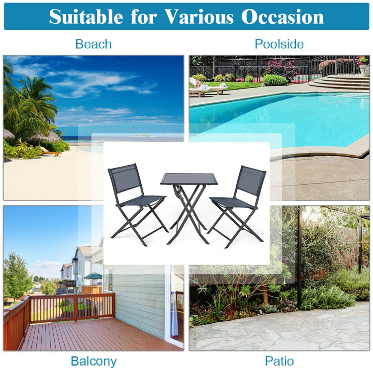 3 Pieces Bistro Set Garden Backyard Table Chairs Furniture SetCostway Gallery View 3 of 11
