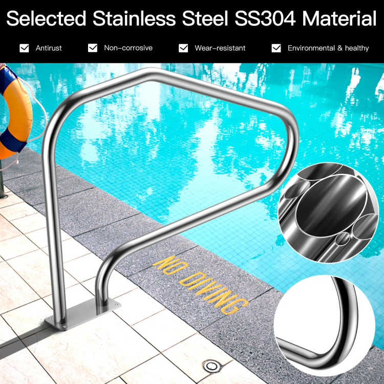 49 Inch Stainless Steel Mounted Swimming Pool Stair RailCostway Gallery View 2 of 12