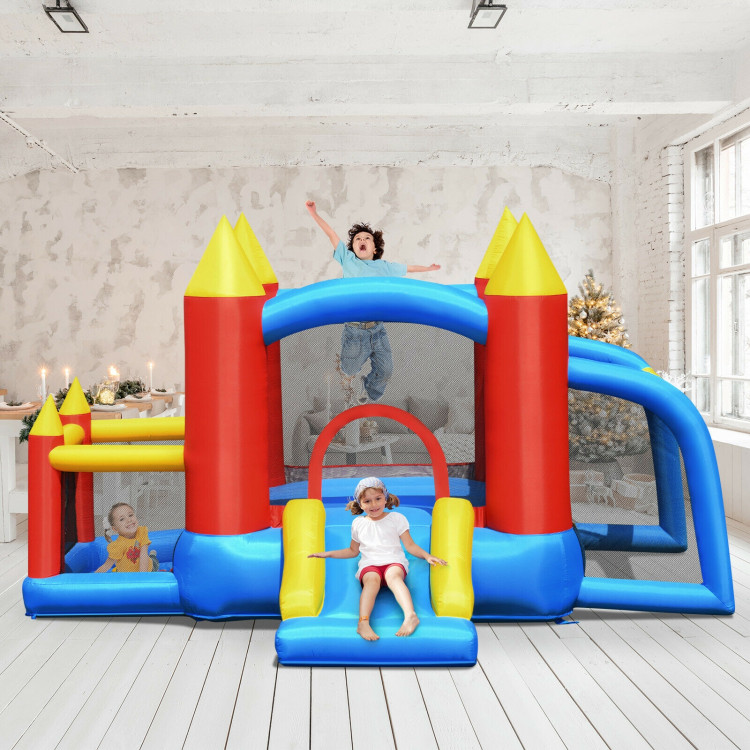 Kid Inflatable Slide Jumping Castle Bounce House with 740w BlowerCostway Gallery View 6 of 12