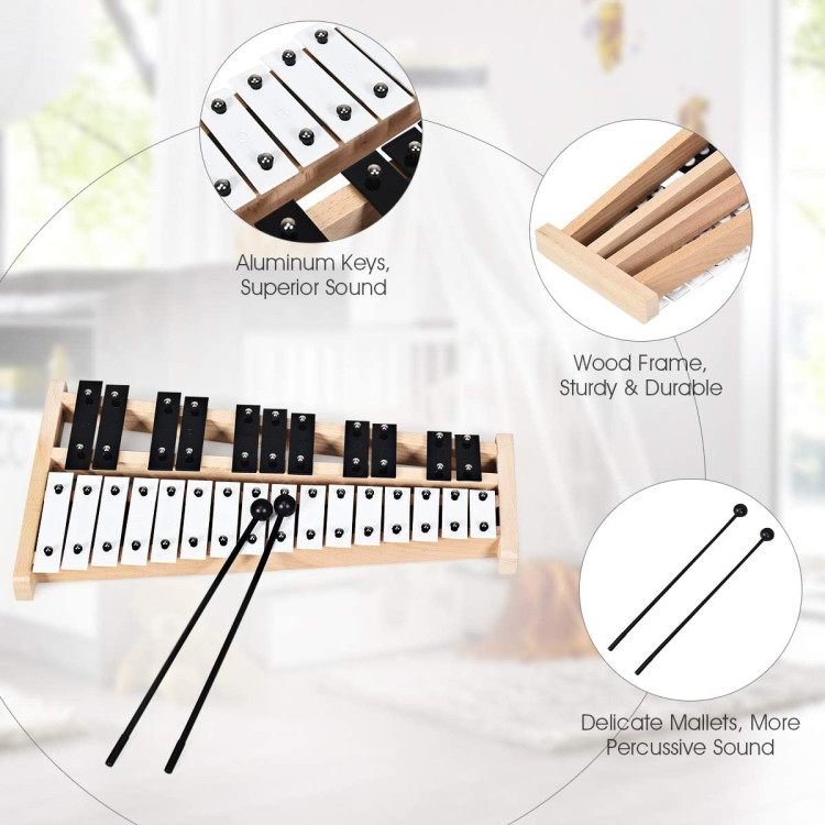 27 Note Glockenspiel Xylophone with 2 Rubber MalletsCostway Gallery View 8 of 8