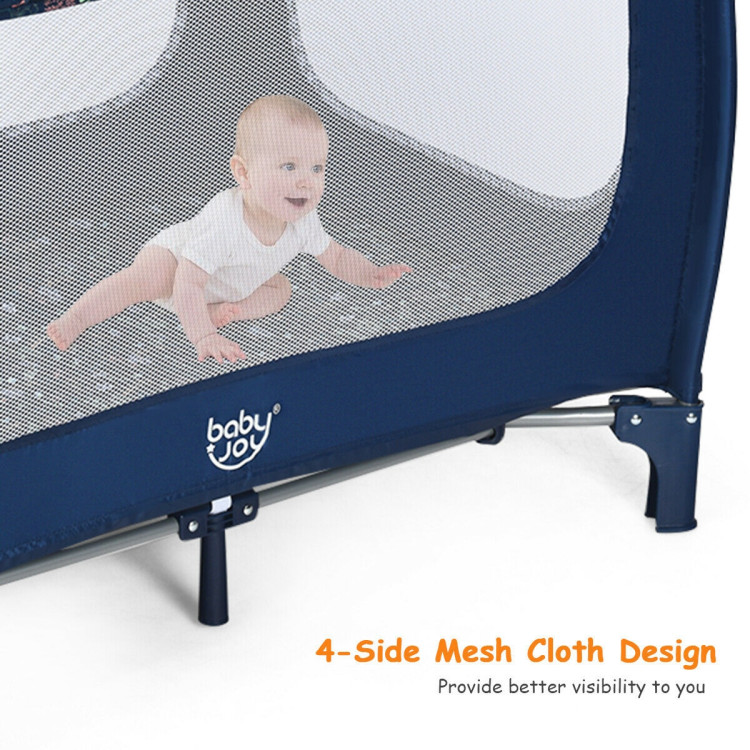 Portable Baby Playpen with Mattress Foldable Design-BlueCostway Gallery View 8 of 12