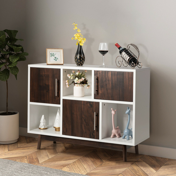 Wood Display Sideboard Storage Cabinet with Storage CompartmentsCostway Gallery View 3 of 12