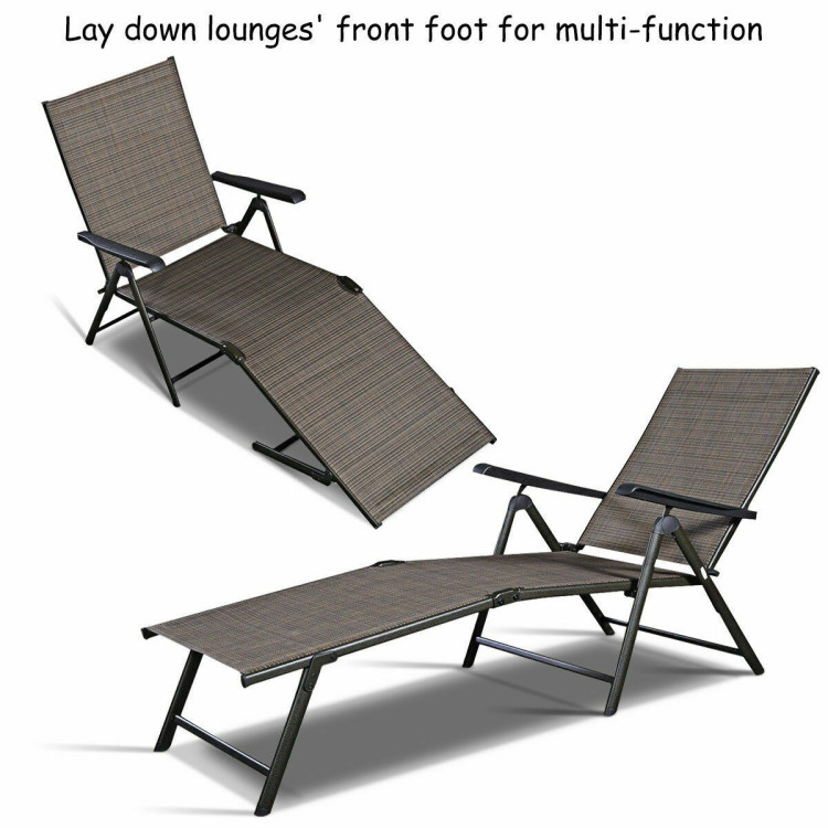 Set of 2 Adjustable Chaise Lounge Chair with 5 Reclining PositionsCostway Gallery View 11 of 12