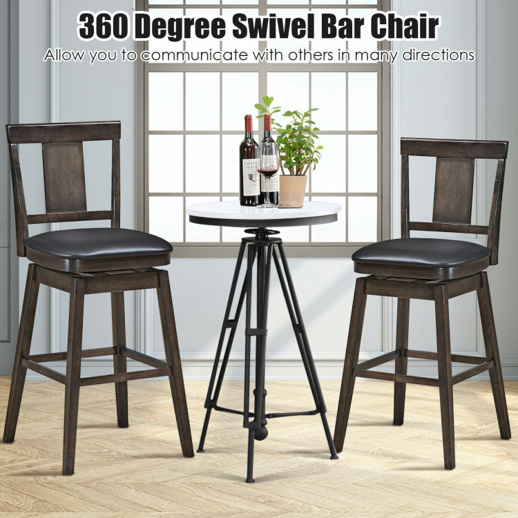 29 inch Swivel Upholstered Counter Height Bar Stool with Rubber Wood LegsCostway Gallery View 6 of 9