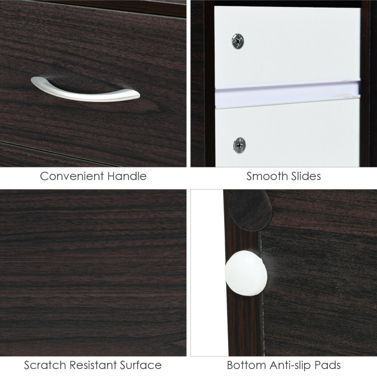 2-Drawer Stackable Horizontal Storage Cabinet Dresser Chest with Handles-EspressoCostway Gallery View 12 of 12