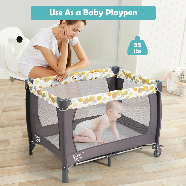 4-in-1 Convertible Portable Baby Playard Newborn Napper with Music and Toys-BlueCostway Gallery View 8 of 13