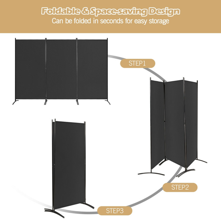 3-Panel Room Divider Folding Privacy Partition Screen for Office Room-BlackCostway Gallery View 5 of 12