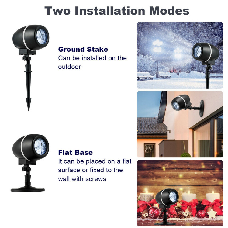 Outdoor Waterproof Christmas Snowflake LED Projector Lights with Remote ControlCostway Gallery View 8 of 12