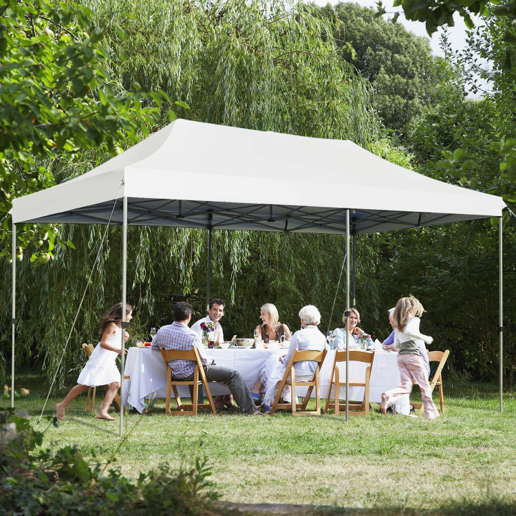 10 x 20 Feet Adjustable Folding Heavy Duty Sun Shelter with Carrying Bag-WhiteCostway Gallery View 6 of 12