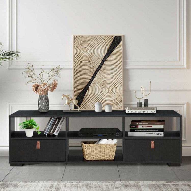 TV Stand Entertainment Media Center Console for TV's up to 60 Inch with Drawers-BlackCostway Gallery View 7 of 12