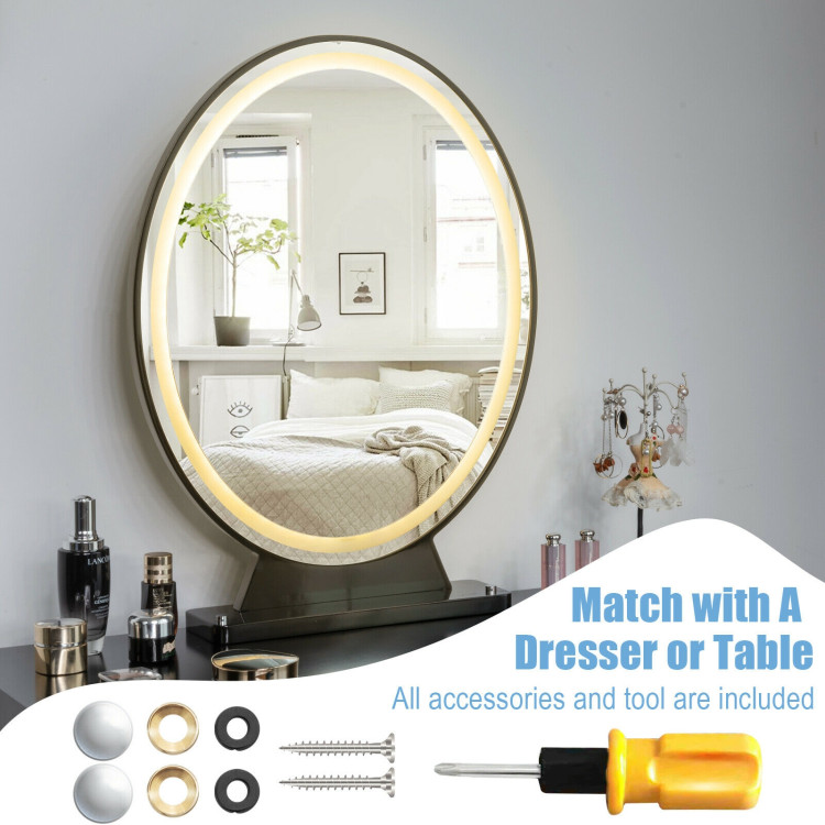 Hollywood Vanity Lighted Makeup Mirror Remote Control 4 Color Dimming-BlackCostway Gallery View 10 of 11