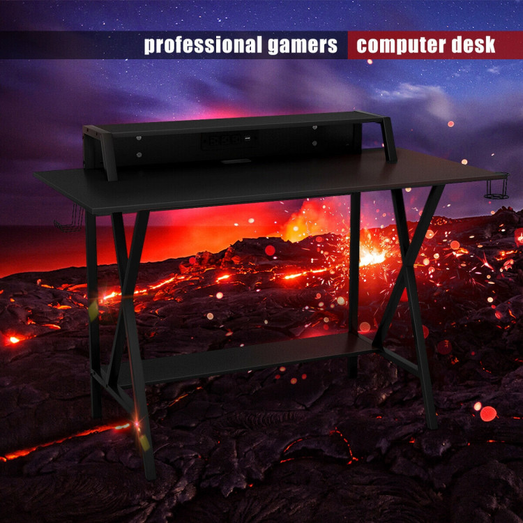 All-in-One Professional Gaming Desk with Cup and Headphone HolderCostway Gallery View 2 of 12