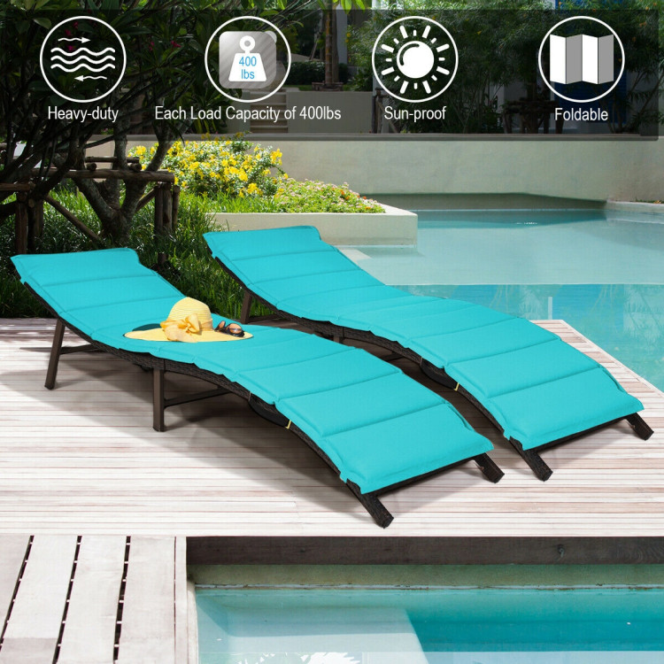 2 Pieces Folding Patio Lounger Chair - Gallery View 7 of 13