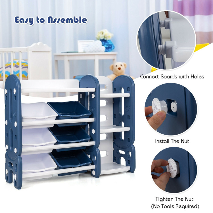 Kids Toy Storage Organizer with Bins and Multi-Layer Shelf for Bedroom Playroom -BlueCostway Gallery View 5 of 12