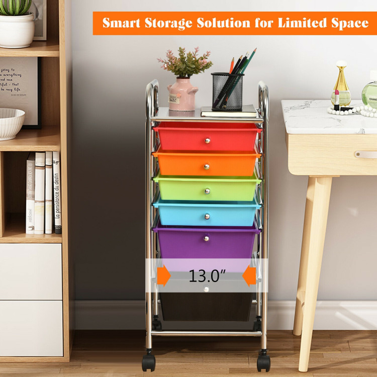 6 Drawers Rolling Storage Cart Organizer-MulticolorCostway Gallery View 11 of 13