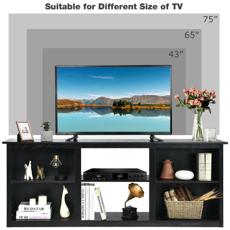 2-Tier Entertainment Media Console TV Stand-BlackCostway Gallery View 5 of 10