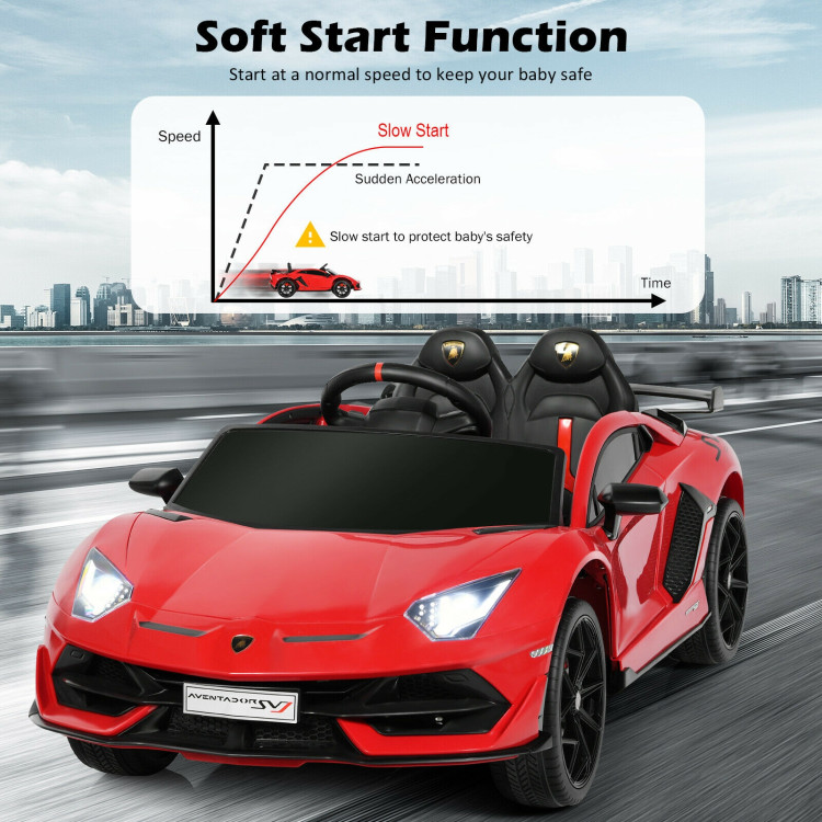 12V Licensed Lamborghini SVJ RC Kids Ride On Car with Trunk and Music-RedCostway Gallery View 2 of 12