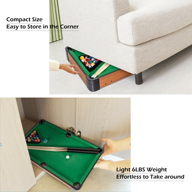 24” Mini Tabletop Pool Table Set Indoor Billiards Table with AccessoriesCostway Gallery View 11 of 12