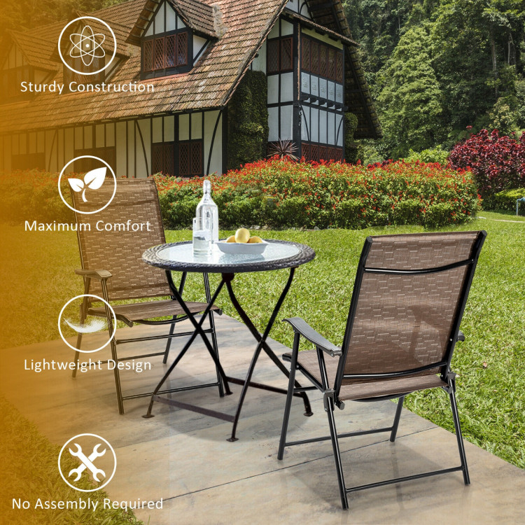 2 Pieces Outdoor Patio Folding Chair with Armrest for Camping GardenCostway Gallery View 6 of 12