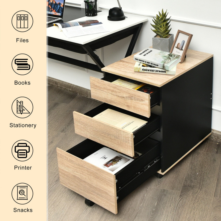 3-Drawer Mobile File Cabinet for Home OfficeCostway Gallery View 6 of 12