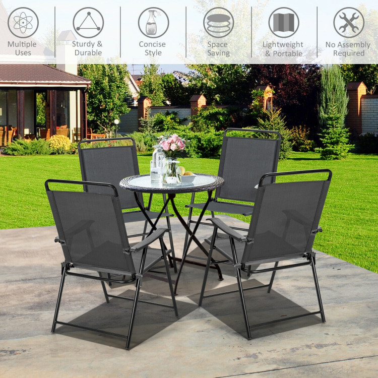 4 Pieces Portable Outdoor Folding Chair with ArmrestCostway Gallery View 3 of 11