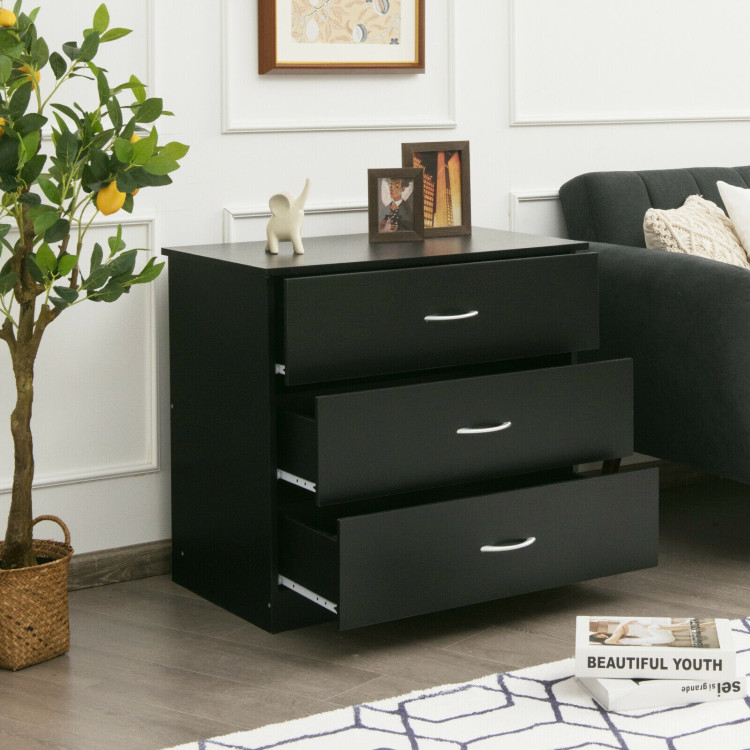 3 Drawer Dresser Chest of Drawer with Wide Storage Space Organiser-BlackCostway Gallery View 3 of 12