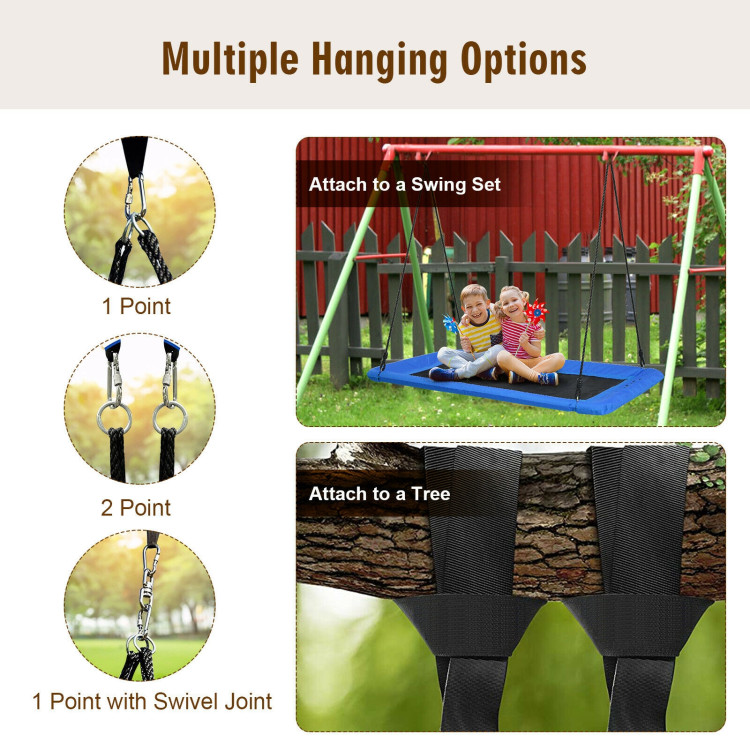 60 Inches Platform Tree Swing Outdoor with  2 Hanging Straps-BlueCostway Gallery View 8 of 9