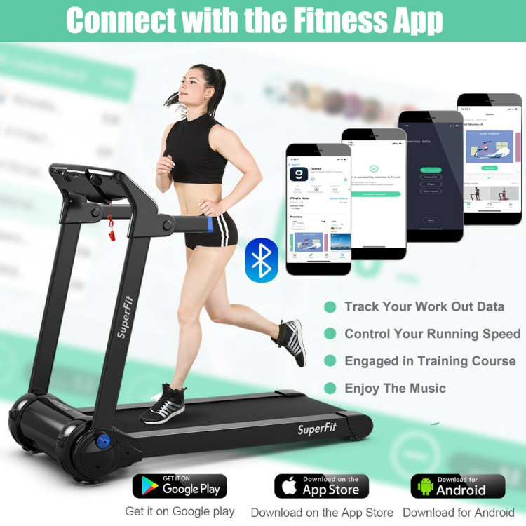 3HP Electric Folding Treadmill with Bluetooth Speaker-BlueCostway Gallery View 5 of 12