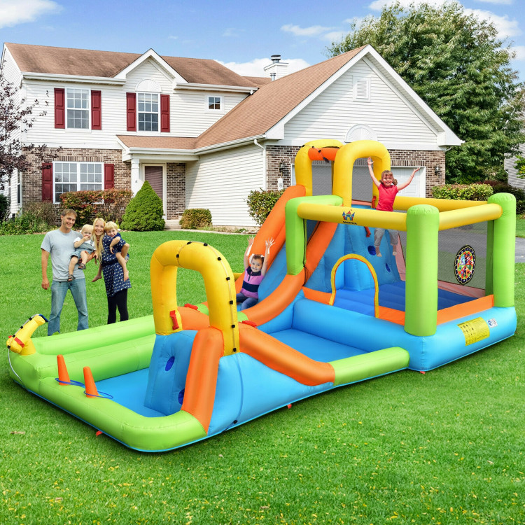 Inflatable Water Slide Park Bounce House Without BlowerCostway Gallery View 9 of 12