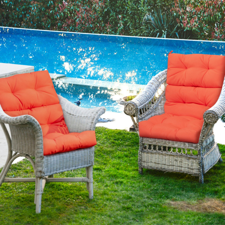 22 x 44 Inch Tufted Outdoor Patio Chair Seating Pad-OrangeCostway Gallery View 6 of 12