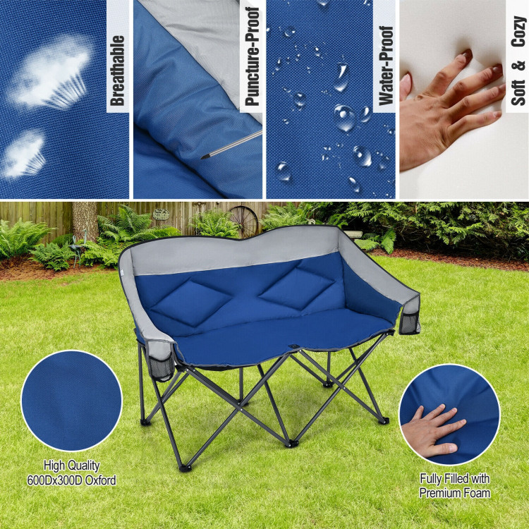 Folding Camping Chair with Bags and Padded Backrest-BlueCostway Gallery View 8 of 11