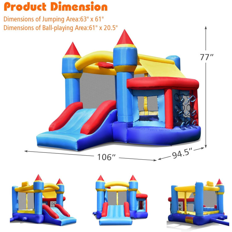 Castle Slide Inflatable Bounce House with Ball Pit and Basketball HoopCostway Gallery View 4 of 9